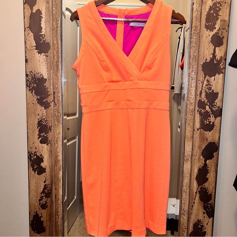 Marc New York Orange Sheath Midi Dress V-Neck Sleeveless